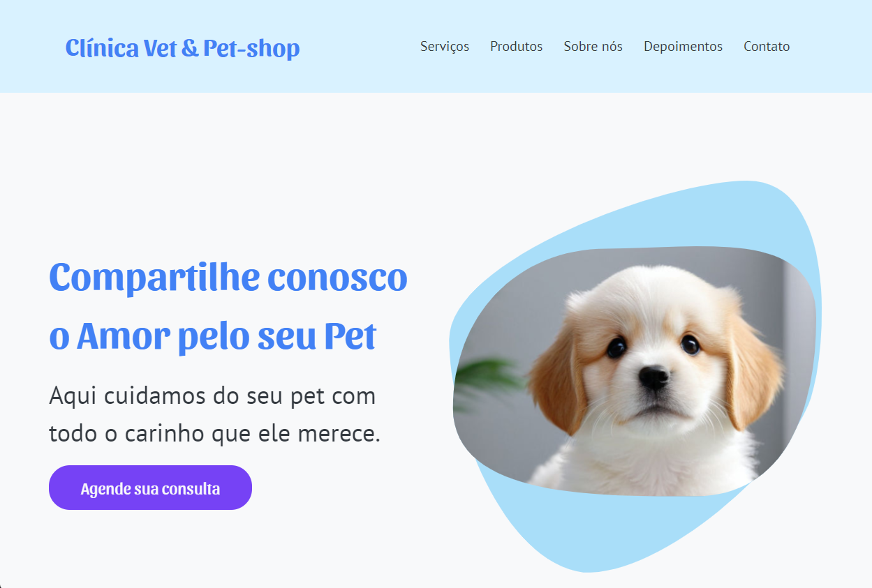 layout de site para petshop