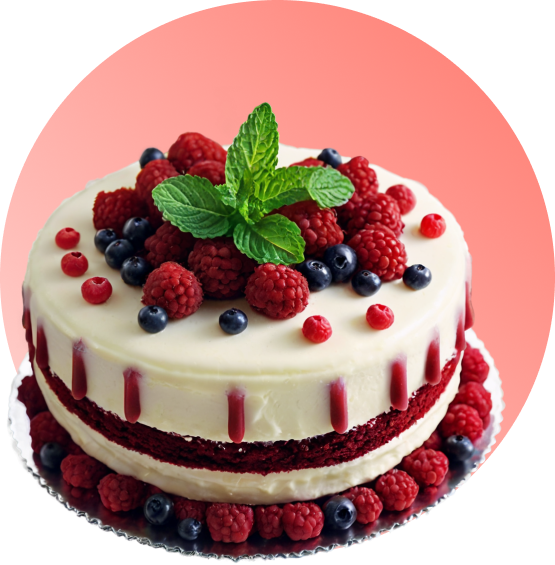 torta confeitada de cereja, amoras e mirtillo