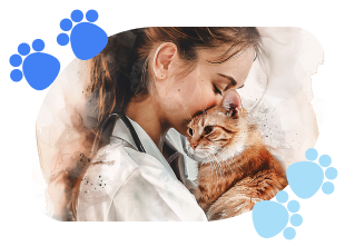 veterinária segurando um gato